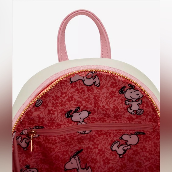 Loungefly Peanuts Floral Backpack with Pink Accents - Picture 4 of 7